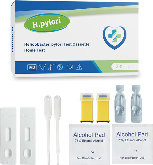 H Pylori Test at Home - Helicobacter Pylori Test Kit - Rapid and Precise and ConvenientSelf-Testing, includes 2 Tests, Results Obtained in 10-15 M...