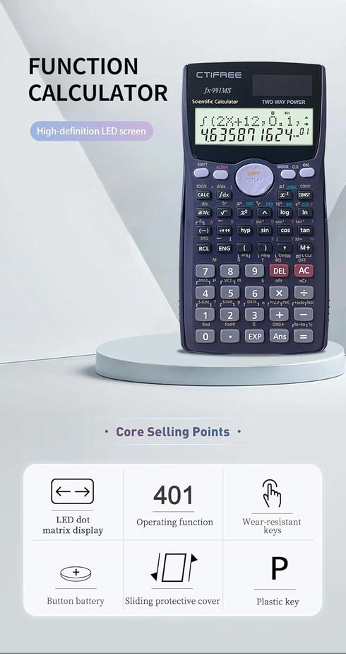 CTIFREE Scientific Calculator FX-991MS College Middle School Mathematics 401 Function Calculadora Cientifica Dual Power Scientific Calculator...