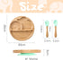 Suction Plates for Baby & Toddler, Bamboo Divided Platter Feeding Dishes with Silicone Fork& Spoon, All-Natural Baby Food Plate Stays for Baby-Led...