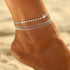 MIDEEO Gold Layered Ankle Bracelets for Women Layering Anklets Set Bracelet 14k Gold Plated CZ Rhinestone Chain Anklet Bracelets Dainty Women Beac...