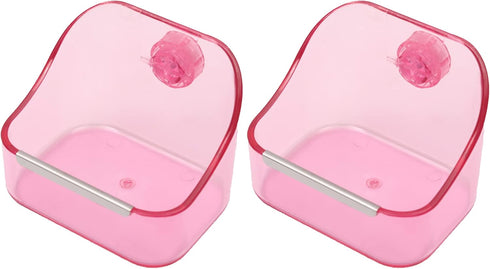 (2 Pack) 5" x 3 3/4" x 4" CalPalmy Pink Food and Water Bowl for Rabbit, Chinchilla, Guinea Pig - The Best Tip-Proof, Clip-On Food Dishes for Rabbi...