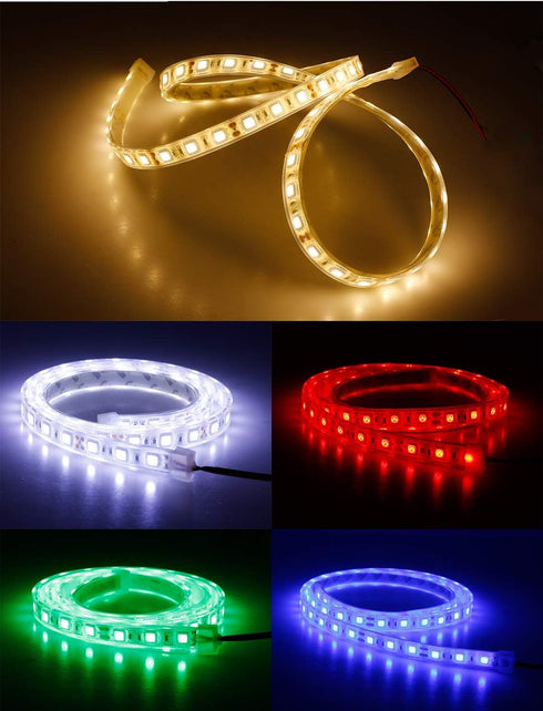 Outdoor LED Strip Lights Waterproof,IP68 Led Strip 12v Boat Underwater Lights 16.4ft 5050 SMD 300 Led Tube Flexible 5050 White Rope Light for Swim...
