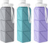 3pcs Collapsible Water Bottles,BPA-Free Leak-Proof Silicone Foldable Water Bottle Cup 20.6oz,Durable Lightweight Bottle for Gym Travel Camping Hik...