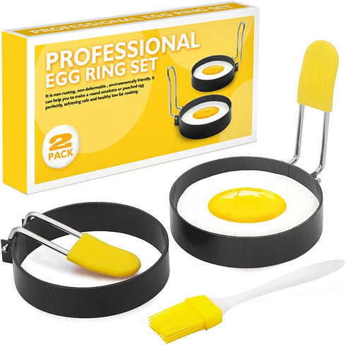 Round Egg Maker Ring 2 Pack, Nonstick Egg Rings for Frying Eggs and English Muffins, Egg Shaper for Frying Pan Cooking, Egg Molds for Griddle, Egg...