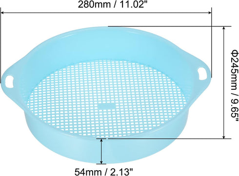 MECCANIXITY Garden Sifting Pan, Round Potting Sieve Plastic Mesh Filter Soil Screen Gardening Tool for Garden Yard, Blue 2 Pack...