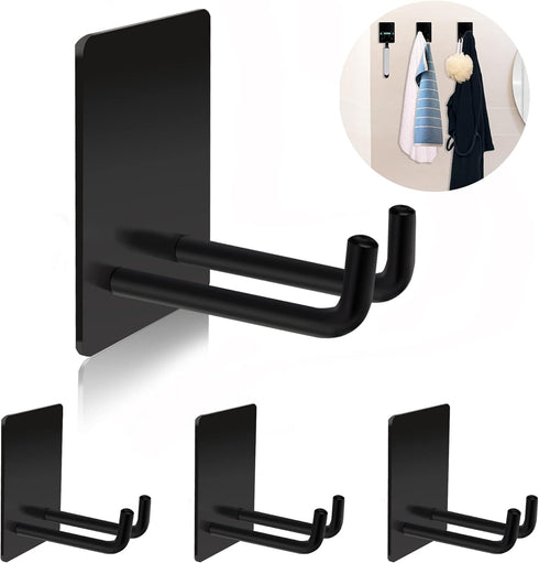 Adhesive Hooks, Stick on Stainless Steel Towel Robe Razor Wall Hooks for Bathroom Kitchen Organizer, Sticky Heavy Duty Durable Shower Hangers for ...