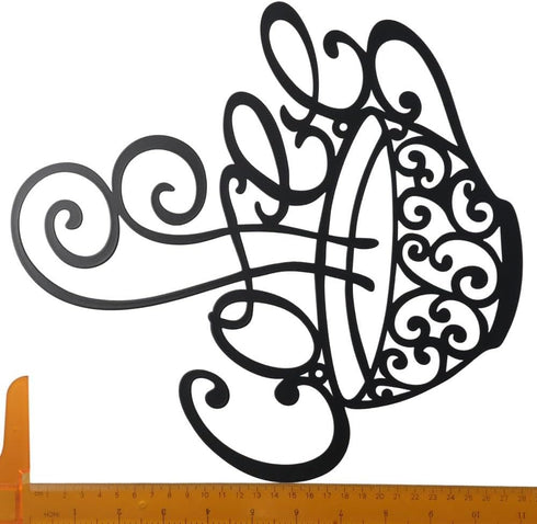 gifthub 4 Pieces of Coffee Logo Metal Wall Decoration, Metal Wall Decoration Art Coffee Shop Kitchen Black Coffee Cup Decoration Letter Iron Handi...