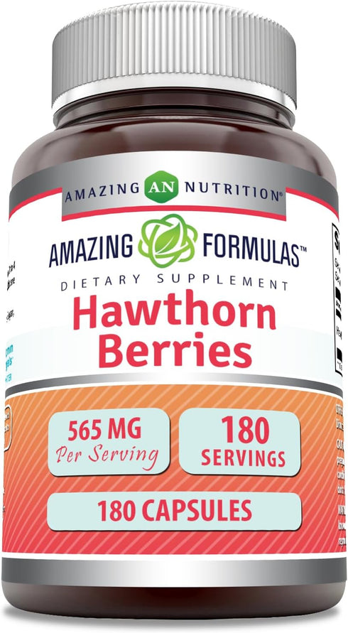 Amazing Formulas Hawthorn Berries Supplement | 565 Mg | 180 Capsules | Non-GMO | Gluten-Free | Made in USA...