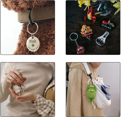 Split Key Rings, Round Split Key Rings, Keychain Split Rings, Stainless Steel Round Flat Split Keychain Ring, 4 Sizes (1/2 inch, 3/4 inch,1 inch, ...