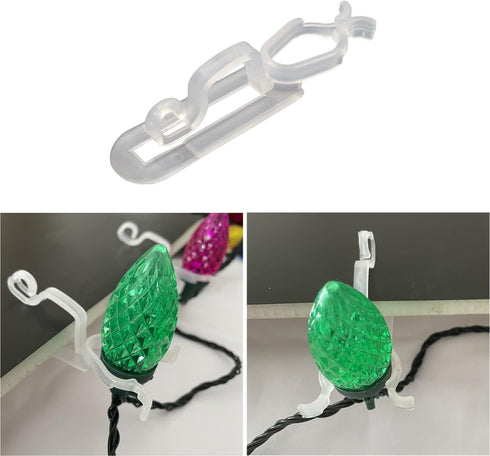 Christmas Light Clips, Holiday Light Hanging Clips, All in One Clip for C7 C9, Gutter Hooks for Outside Outdoor Roof (100 Pack)...