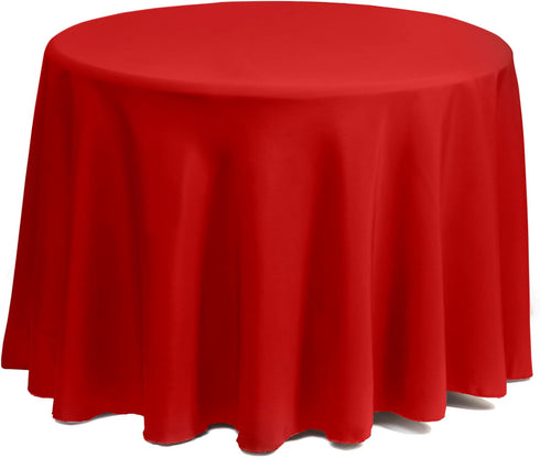 Gee Di Moda Round Tablecloth - 132 Inch Red Round Table Cloth for 72 to 96 Inch Round Tables - Heavy Duty Washable Fabric - for Buffet Table, Holi...