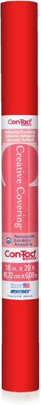 Con-Tact Brand Creative Covering, Self-Adhesive Shelf Liner, Multi-Purpose Vinyl Roll, Easy to Use and Apply, 18'' x 9', Fire Engine Red...