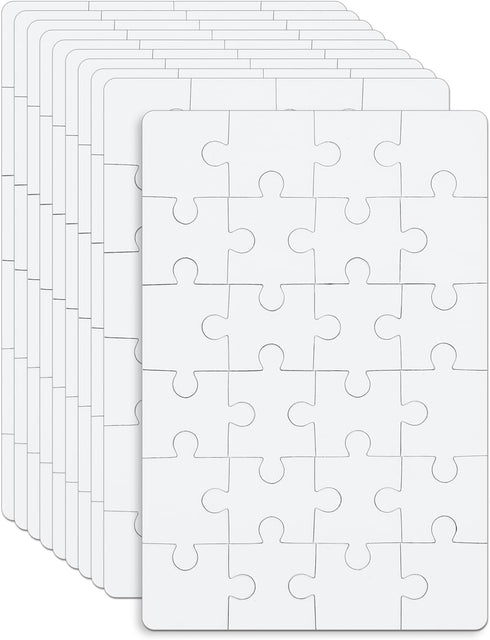 10 Sheets Blank Puzzle, 3.9 x 5.9 Inch Blank Jigsaw Puzzles Blank Puzzles 24 Pieces a Sheet All White Puzzle DIY Puzzle for Activity Wedding Birth...