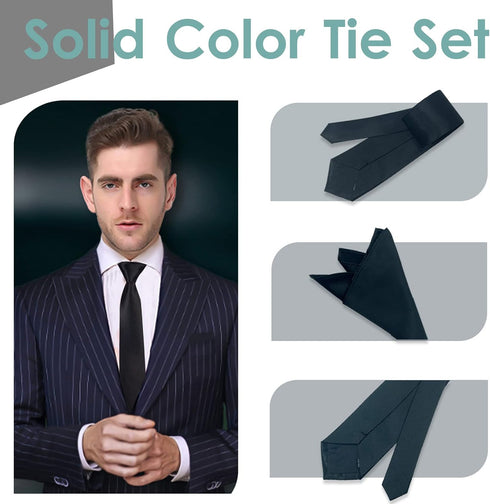 Mantieqingway Mens Tie with Handkerchiefs,3.15'' Business Checked Ties for Men Polyester Silk Necktie Pocket Squares Set...