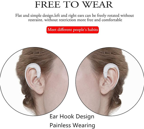 Ear Hook BT Wireless Headphone,Non Ear Plug Headset with Microphone,Single Ear Noise Cancelling Earphones Painless Wearing for Android Smartphones...