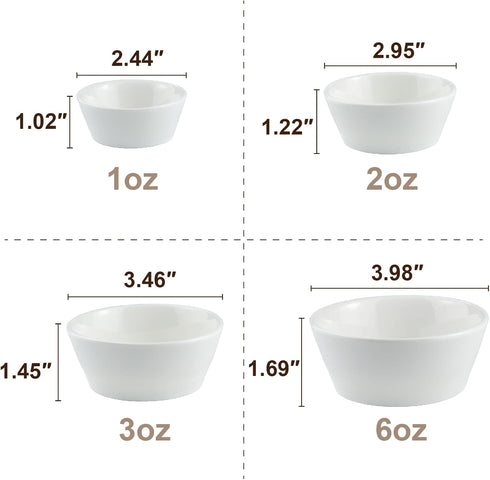 Porcelain Pinch Bowls Set of 4, Multi-size Round Mini Bowls for Meal Prep, Sauces, Dippings, Condiments...