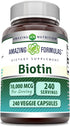 Amazing Formulas Biotin 10000 Mcg Veggie Capsules | Vitamin B7 Supplement | Non-GMO | Gluten Free | Made in USA (240 Count)...