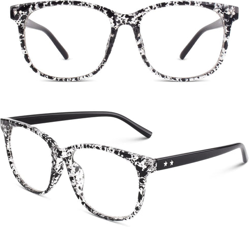 Happy Store CN81 Large Oversized Bold Frame UV 400 Clear Lens Horn Rimmed Glasses...