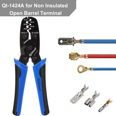 Qibaok Open Barrel Terminal Crimper Plier Tool for Molex Style DELPHI AMP TYCO Crimping Terminals 24-14 AWG...