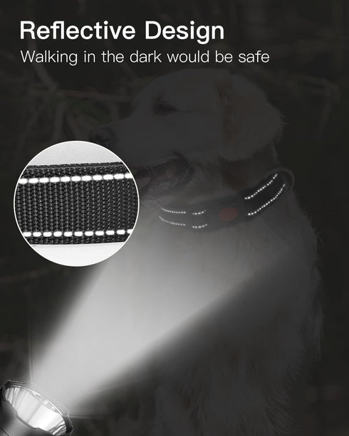 Reflective Dog Collar, Heavy Duty Adjustable Dog Collars with Safety Locking Buckle, Soft Neoprene Padded Dog Collar for Puppy and Small Dogs, Bla...
