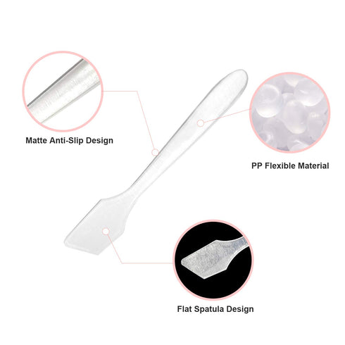 Mini Disposable Plastic Cosmetic Spatulas - SumDirect 100 Pcs Frosted Clear Skincare Makeup Mask Spatula...