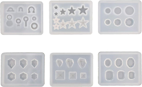Silicone Mold for Jewels Shapes to Mold - Resin Ear Stud Earrings molds - Epoxy Resin Charms Casting Mould (6pcs)...