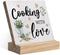 Cooking with Love Wood Plaque with Wooden Stand,Rustic Kitchen Wooden Plaque Sign Desk Decor for Home Kitchen Table Shelf Decoration...