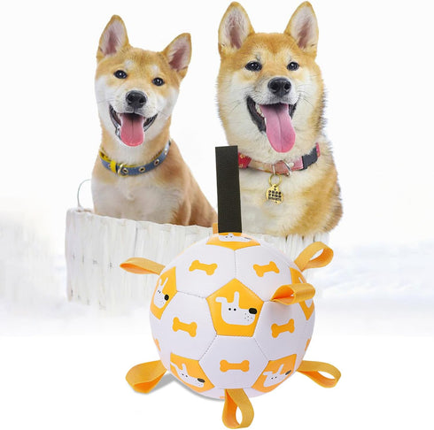 Dog Toys Soccer Ball, Puppy White Ball Interactive Toys for Tug of War, Puppy Birthday Toy, Dog Water Toys, Dog Balls for Small & Medium&Large Dog...