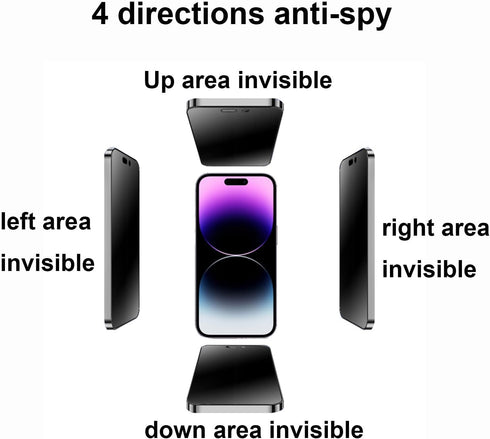 2 Pack 360 Degree Anti-glare Privacy Tempered Glass for iPhone 14 Pro Anti-Spy 4 Directions Matte Screen Protector Film 4 Sides Anti-Peeping 6.1 i...