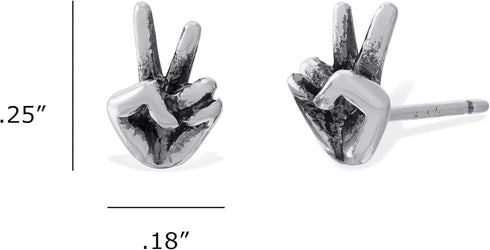Boma Jewelry Sterling Silver Peace Sign Hand Stud Earrings...