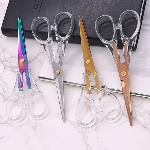 NatSumeBasics Rose Gold Scissors Clear Office Scissors All Purpose Scissor Professional Fabric Dressmaker Shears for Cutting Paper Cloth Leather C...
