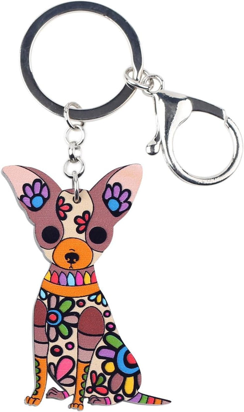 Acrylic Chihuahua Dog Key Chain Cute Keychain Accessories For Women Girl Bag Car...