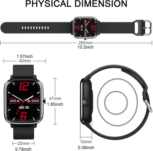 Smart Watch for Men Women?Smartwatch with Bluetooth Call(Answer/Make Call)? 1.85" Touch Screen Fitness Watch Tracker with IP68 Waterproof, 100+Spo...
