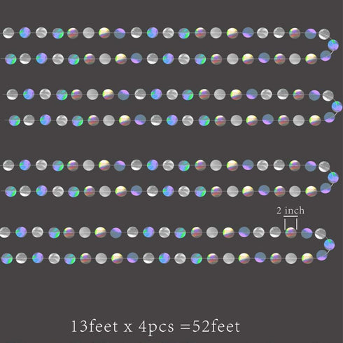Cheerland Iridescent Party Decorations Holographic Circle Garlands Disco Theme Birthday Decoration Hanging Banner Graduation Decor Ball Streamer N...