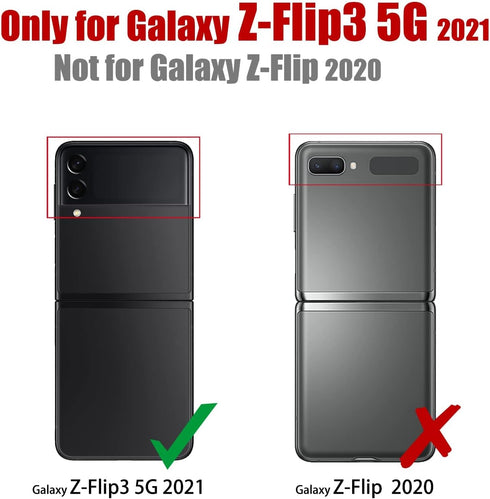 Samsung Galaxy Z Flip 3 5G Case,Galaxy Z Flip 3 Leather Phone Case with Hard Shockproof Back Cover Slim Durable, for Galaxy Z Flip 3 5G 2021 (Blac...