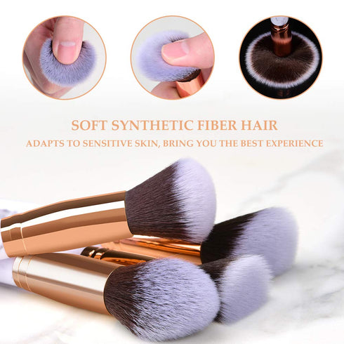 HEYMKGO Makeup Brushes Professional Marble Makeup Brush Set, Soft and Odor-free Natural Synthetic Bristles,10pcs Makeup Brush + 2 Makeup Sponge + ...