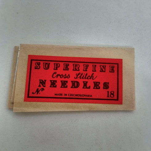 NOS - 25 Superfine Cross Stitch Needles No.18, 2 inch Long, Made in Czechoslovakia...