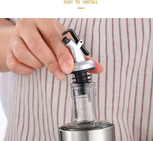 TBWHL 10 Pcs Pour Spouts, Olive Oil Vinegar Dispenser Bottle Liquor Wine Pourers Flip Top Stopper Leak-proof Reusable with Lid for Kitchen and Bar...