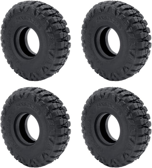 RCLIONS 4PCS Rubber Micro 1" RC Wheel Tires 62mm for 1/24th Axial SCX24 Deadbolt,C10,JLU CRC,Bronco RC Crawler Truck Car (B Style)...