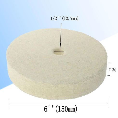 Luo ke 6'' x 1'' Wool Buffing Wheel - 1/2'' Arbor Compressed Felt Polishing Kits Wool Buffing Wheels for Bench Grinder/Table Grinder...