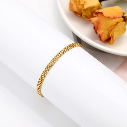 Silver Bracelets Mother's Day gifts Mesh Link Chain Bracelet for Women Men Dainty Chain Bracelets with Gift Box...