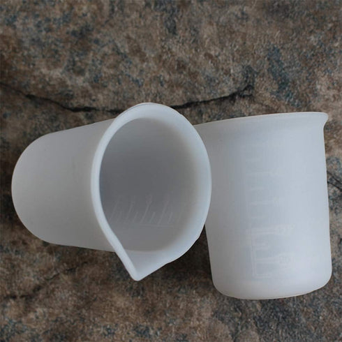SUPVOX 2pcs Graduated Measuring Cups Transparent Silicone Lab Liquid Container 100ML...