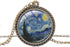 Starry Night Vincent Van Gogh Round Pendant Necklace with 26" Rolo Chain...