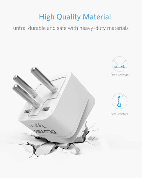 BESTEK Israel Travel Plug Adapter, Grounded Universal Type H Plug Adapter Israel to US Adapter - Ultra Compact for Israel, Palestine and More, 3 P...