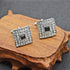 V & L Black Silver Crystal Cuff links – Fancy Unique Elegant Sparkling Luxury Gem Stone Cufflinks for men in Square - Perfect for Wedding, Formal,...