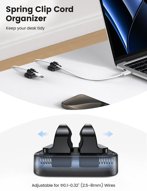 5Pack Cable Spring Holder Clips, Cord Organizer for Desk - Lamicall Adjustable Cord Wire Holder Keeper, Phone Charger Organizer Clips, Wire Cable ...