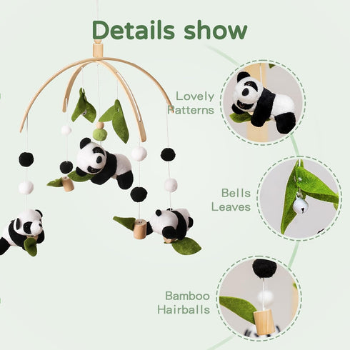 Baby Crib Mobile - Panda Mobile for Crib, Nursery Mobile Decor, Baby Bassinet Mobile Toy - Shower Set for Infant Bedroom Hanging Decoration, Gende...