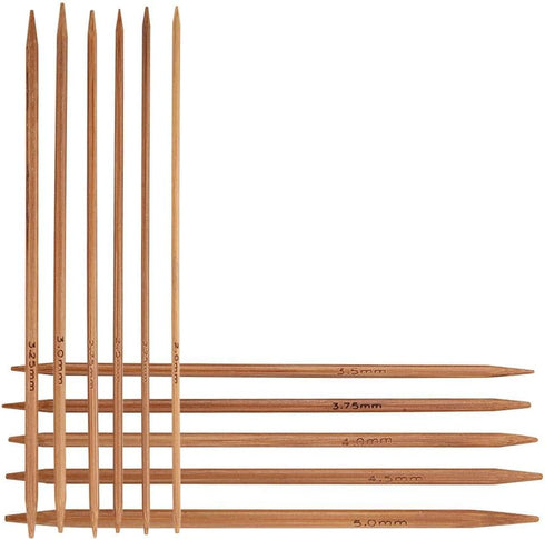 55pcs/Set Knitting Needles Kit Carbonized Bamboo Double Pointed Needles Set in 11 Sizes 13cm/5.1in (2.0mm-5.0mm)...