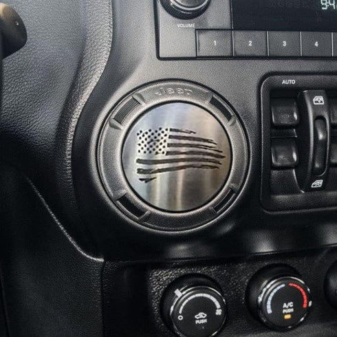 American Car Craft Dial Shifter Trim Plates Etched Brushed Stainless (Tattered Flag)...
