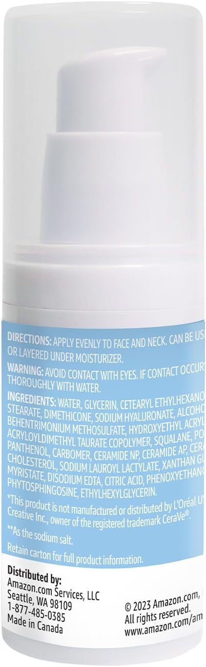Amazon Basics Hydrating Hyaluronic Acid Serum, 1 Fluid Ounce, 1-Pack...